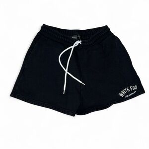 Black White Fox Fleece Shorts